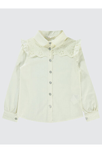 LC Waikiki Girls' Shirt 6-9 Years Old Ecru