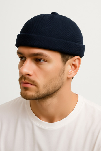 ZERAMİNE Wool Textured Unisex Fisherman Hat – Vintage Docker Model - Lined - Velcro Fastener