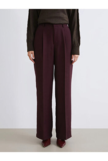 LC Waikiki LCW Modest Mürdüm Standart Fit Kadın Pileli Pantolon