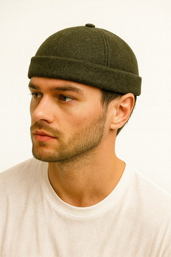 ZERAMİNE Wool Textured Unisex Fisherman Hat – Vintage Docker Model - Lined - Velcro Fastener