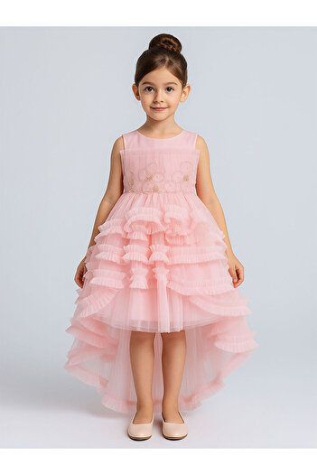 LC Waikiki Girls' Evening Dress 6-9 Years Old Pink