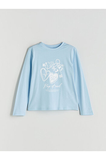LC Waikiki Crew Neck Long Sleeve Printed Girls' T-Shirt