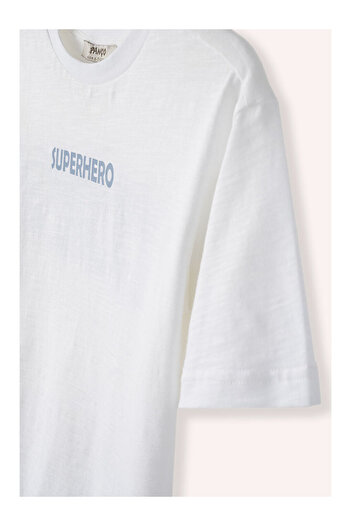 LC Waikiki Boy's Print Detailed Short Sleeve T-Shirt White