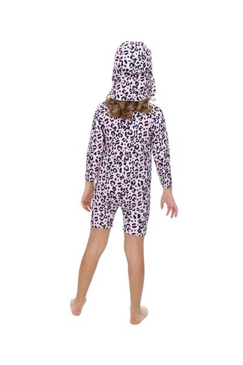 LC Waikiki Girls' Long Sleeve Swimsuit with Hat and Zipper