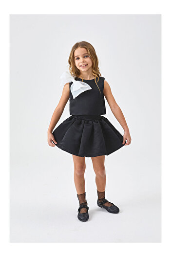 LC Waikiki Black Organza Bow Girl's Double - Gale