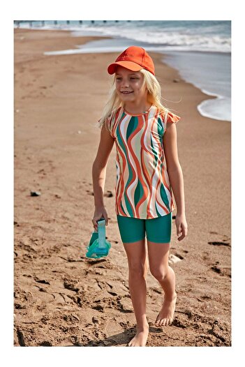 LC Waikiki Elastic Colorful Girls' Swimsuit K2406