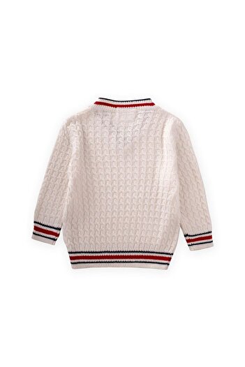 LC Waikiki Hair Knitted V-Neck Sweater 2-9 Years Ecru