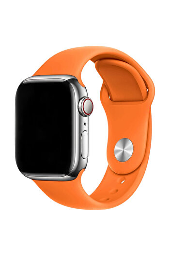 Compatibil Apple Silicone strap, Apple Watch 2/3/4/5/6/7/8/9/10 42mm/11 42mm/SE, 38/40/41/42mm S/M, Light Orange