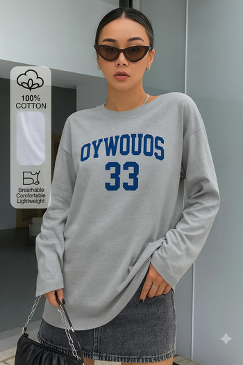 Machetta Women's New Oywouos Printed Long Sleeve T-Shirt