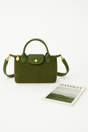 Handley Lilyana – Suede Hand and Shoulder Bag with Leather Detailing