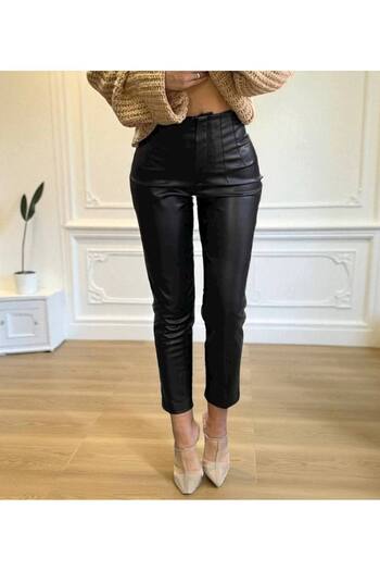 GLAMSI Women's high-waisted eco-leather pants