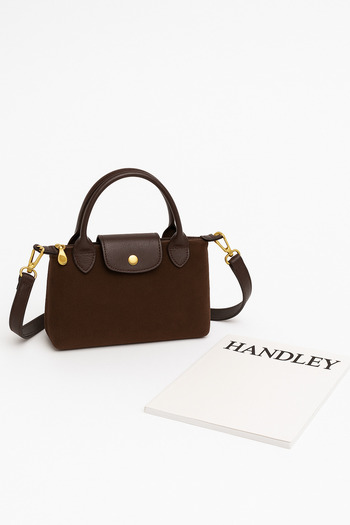 Handley Lilyana – Suede Hand and Shoulder Bag with Leather Detailing