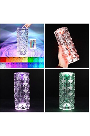 Otto Decorative LED Table Lamp Q-TL 152, RGB Color, Touch Control and Remote, Crystal