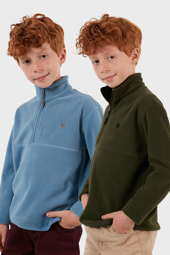 Lela Soft Textured Zippered Stand Collar Ribbed 2-Pack Fleece Children's Polar 5905002S2