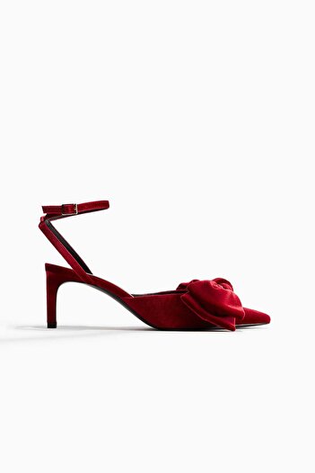 H&M Bow-detail velour court shoes