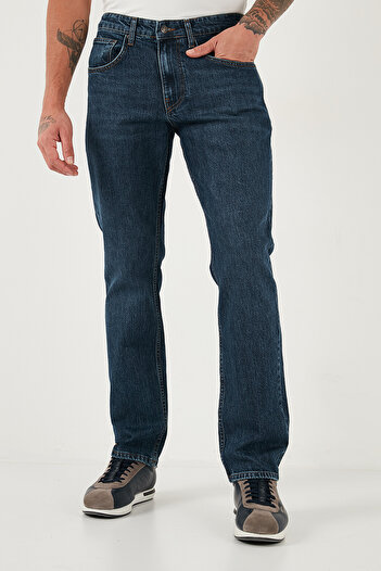 Buratti Streç Pamuklu Comfort Fit Yüksek Bel Boru Paça Jeans Erkek KOT PANTOLON 4400C04TEXAS