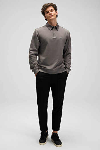 Ellesse With Logo Cotton Regular Fit Buttoned Polo Neck Sweat Men's Polo Neck Sweat Em607