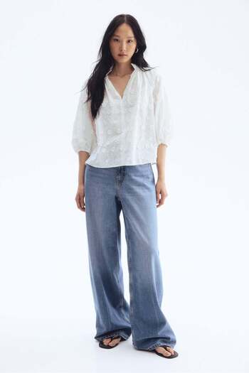 H&M Appliquéd cotton blouse