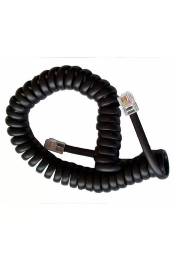 OEM RJ10 telephone cable coiled 2.1m black