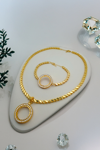 xtaki Half Gold Set, Barley Chain Necklace, Quarter Necklace, Gold Set, Quarter Set, Sequin Chain Necklace