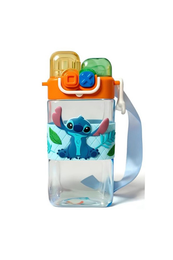 Generic Stitch cartoon character water bottles for kids. Available in various colors for school and outings.