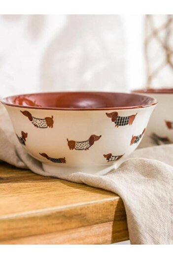 LC Waikiki Printed Ceramic Bowl Set of 2 12 cm (W5)