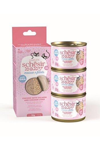 Schesir Sheba Baby Moose Chicken, Liver & Salmon 3 Cans x 55g
