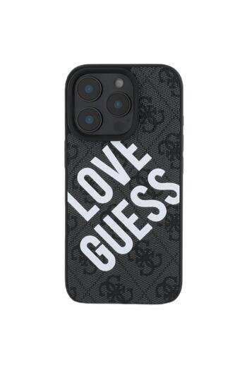 Guess Case Leather 4G Big Love Logo MagSafe iPhone 16 Pro Black