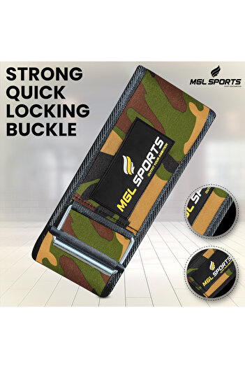MGL SPORTS Nylon Belt – Quick-Lock Adjustable Support, Camo Design, Gym & Fitness