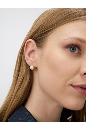 Jimmy Key Gold Color Pearl Shiny Elegant Earrings