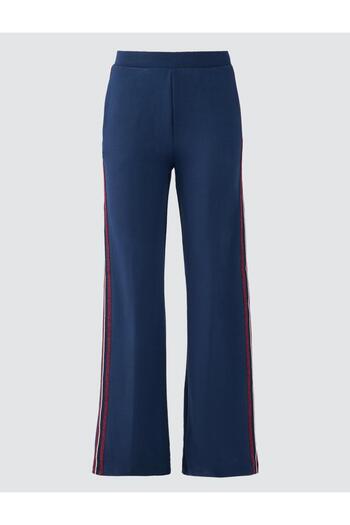 Jimmy Key Navy Blue Regular Waist Regular Leg Modal Knitted Pants