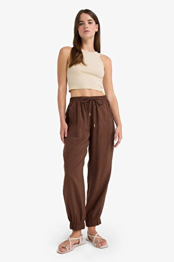 DeFacto Paperbag Pocket Detailed Straight Leg Long Length Modal Pants F9109Ax25Sm