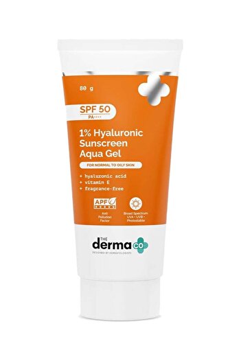 The Derma Co 1% Hyaluronic Sunscreen Aqua Gel SPF 50 PA++++ – 80g, Lightweight & No White Cast