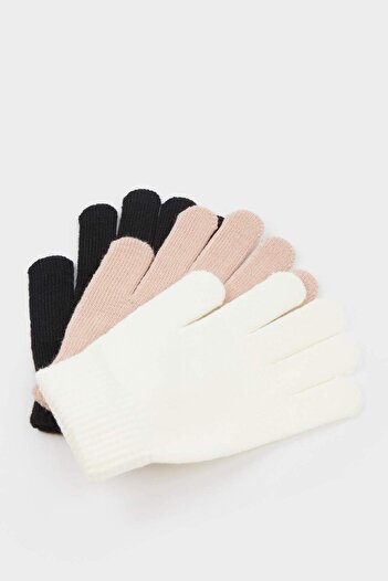 DeFacto Girl's Knitwear 3-Piece Gloves F5016A825Wn