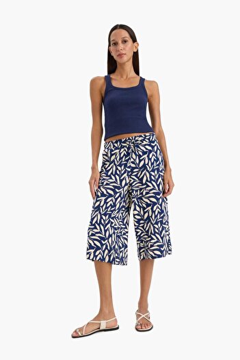 DeFacto High Waist Crop Fit Patterned Viscose Capri N4916Az25Hs