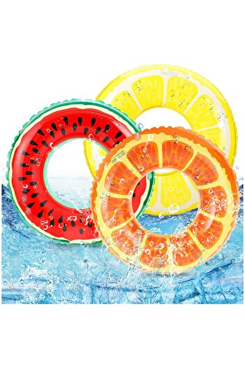 Nnewvante 3 PCS Swimming Rings with Pool Floats for Kids Adults 32.5'' Fruits Pool Floaties Rings Tu