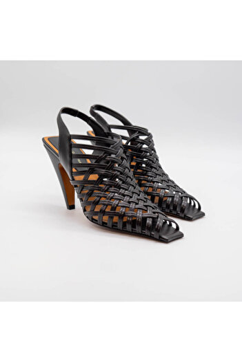 Stella McCartney SPUR WOVEN SLINGBACKS-BLACK