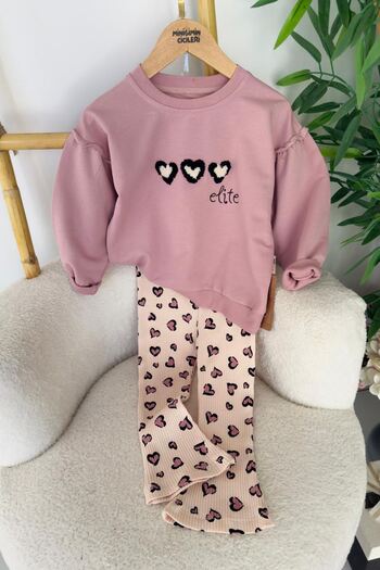 Minigimin Cicileri My Little One's Heart Detailed Girls' 2-Piece Set - Pink