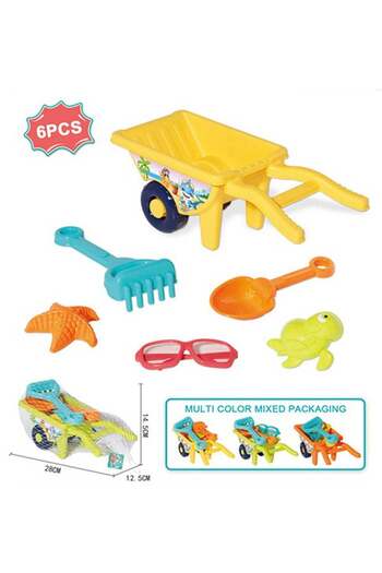 Generic Toyland 6-Piece Kids Beach Toy Set With Wheelbarrow – Fun Sand Play Kit