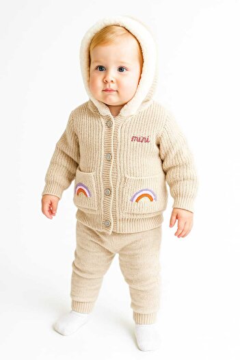 a baby Knitwear Lamb Lined Cardigan and Knitwear Leggings