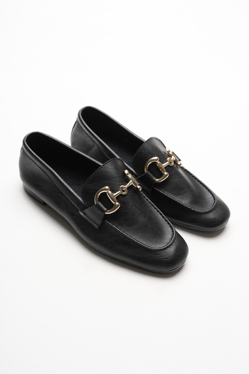 Artgoo Women's Black Leather Daily Casual Soft Loafer Ballet Shoes