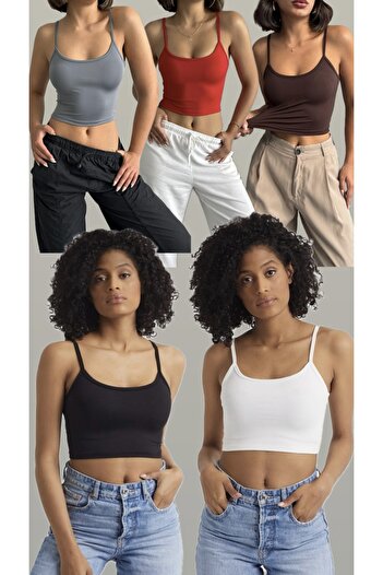 The Base Women's Advantageous 5-Pack Crop Top with Rope Strap