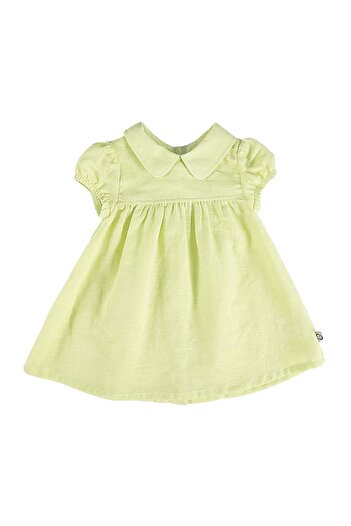 Ozmoz By Mukadder Özden Organic Baby Collar Light Green Summer Baby Girl Dress