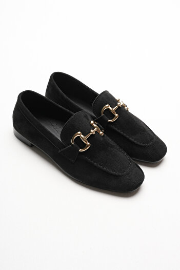 Artgoo Women's Black Suede Daily Comfortable Soft Loafer Ballet Shoes