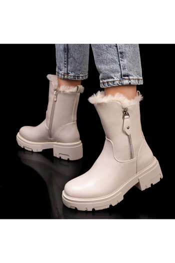 BMoD Women's beige boots with a zipper and a thick sole MOD06354