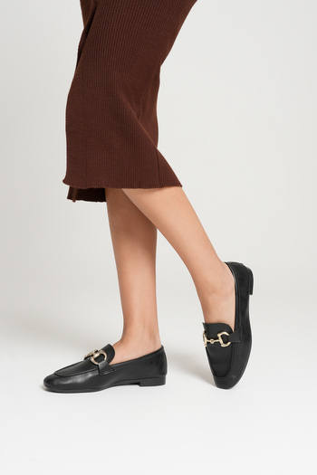 Artgoo Women's Black Leather Daily Casual Soft Loafer Ballet Shoes