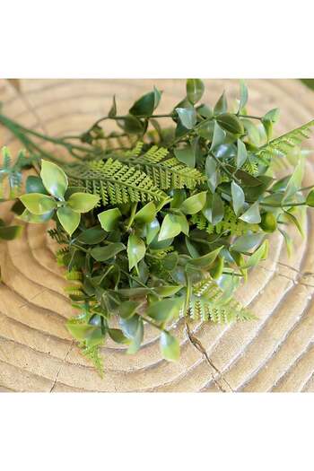 Danube Home Virgin Gold Artificial Leaf Branch - 25-32 cm Green Polyethylene Plant for Outdoor Decor