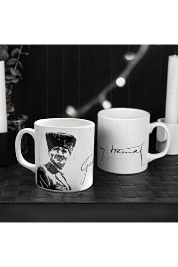 STOREMAX Goldwhirl Ataturk Portrait Signed White Cylinder Mug 1 Piece Trendflash 467437