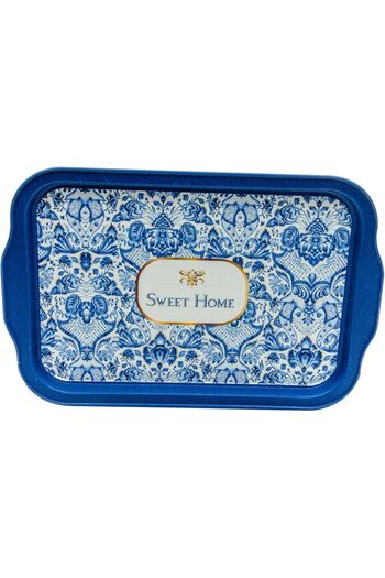 STOREMAX Buydash Patterned Metal Tray - Tea Coffee Tray - Presentation Tray 21 cm X 31 cm (Azulejos) Goldshine