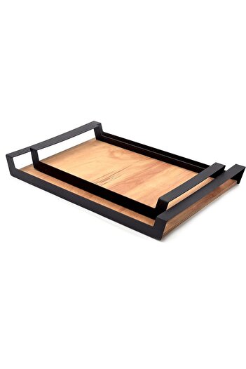 STOREMAX Goldwhirl Small Raw Color Serving and Presentation Tray, Wooden Tray with Metal Handles - 42X22.5 cm Trendflash 4
